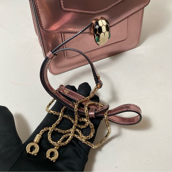 BVLGARI Serpenti Forever Metallic Leather Top Handle Bag - Picture 8 of 13